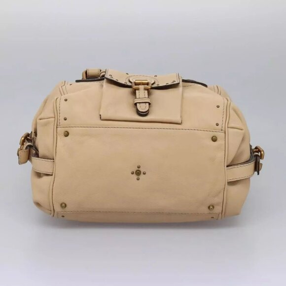 Chloe Paddington Shoulder Bag Leather Beige Gold Silver Auth am7903 - Picture 6 of 16